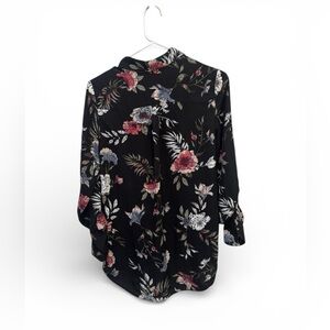 Reitmans Black Blouse with Floral Accents